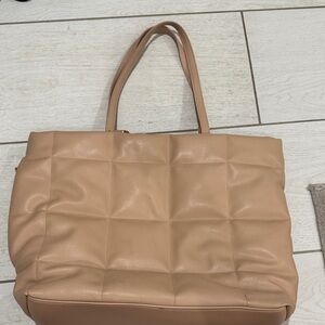 Elegant Tan Quilted laptop Tote Bag